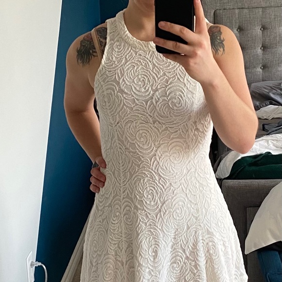 🛑SOLD🛑 Mink Pink Lace Skater Dress - Picture 7 of 7